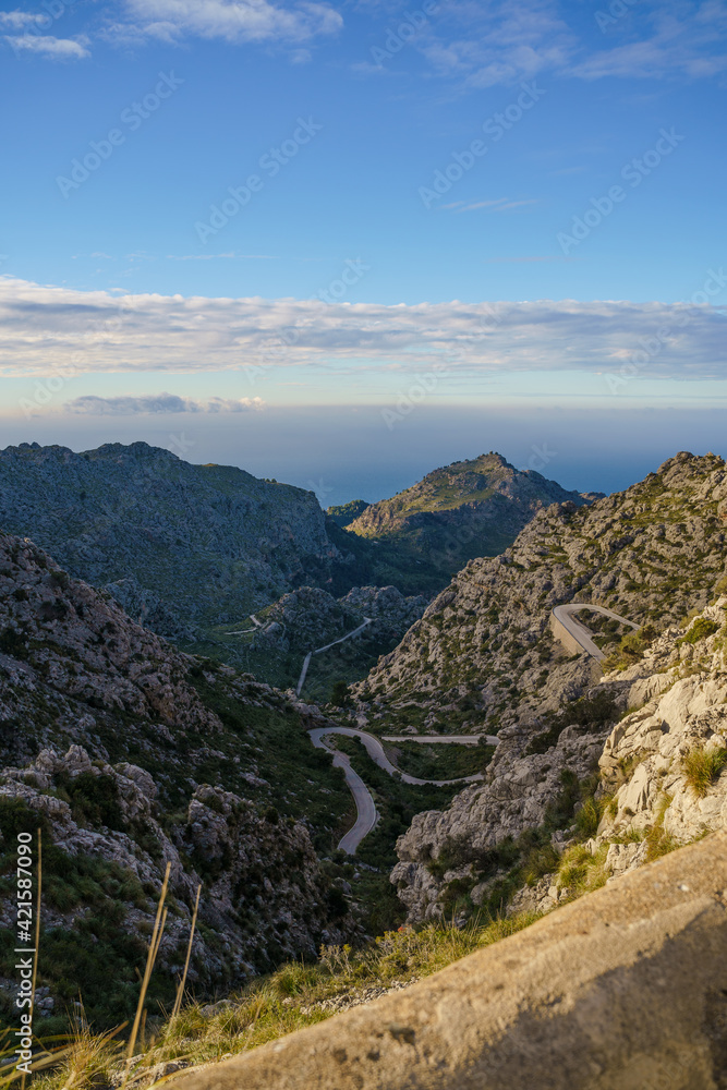Twisting road of Sa Calobra in the Sierra de Tramuntana. Palma de Mallorca, Spain