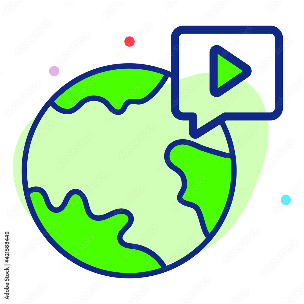 global video chat flat line modern illustration global video chat flat line modern illustration