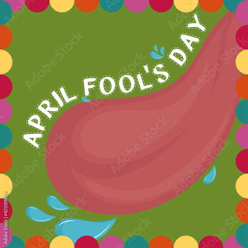 April fool day poster with a long tongue - Vector