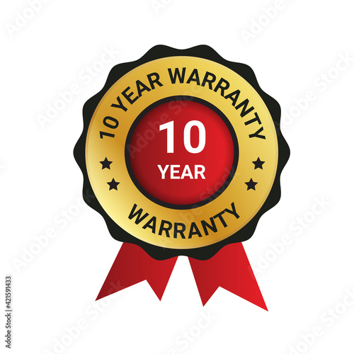 10 year warranty badge, label illustration, Extended warranty Guarantee Brand, emblem, label, logo