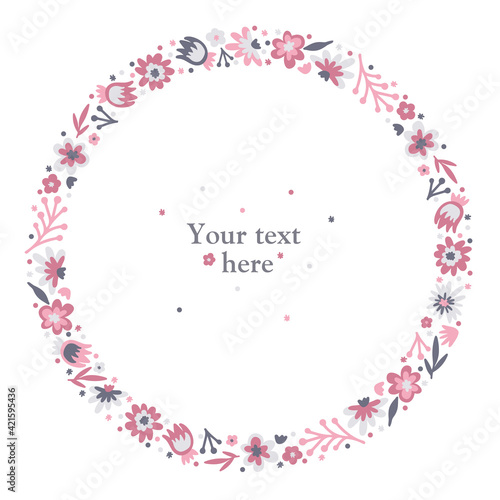 flower doodle wreath, autumn or summer mood 12.2