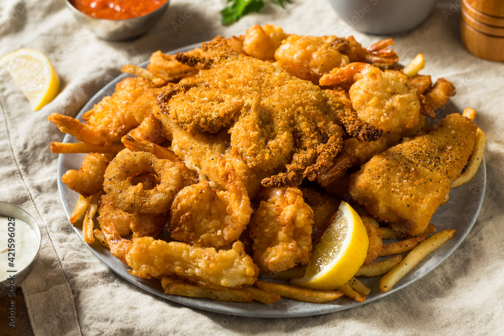 Homemade Deep Fried Seafood Platter Homemade Deep Fried Seafood Platter