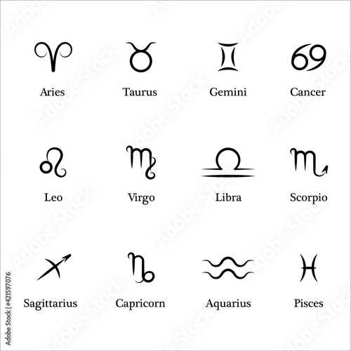 Collection of Astrological signs. Astrological collection constellation horoscopes, zodiac symbol set for astrological horoscope.