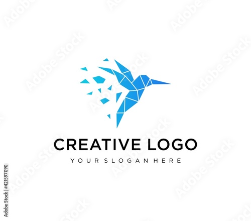 logo design hummingbird technology vector