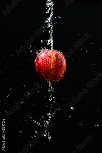 red apple water drop