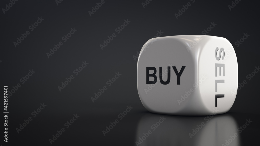 What to do: buy or sell? A dice with answer options. What to do: buy or sell? A dice with answer options.