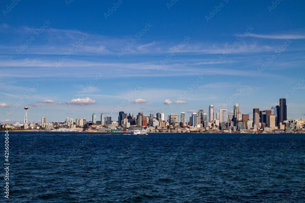 USA, Washington State, Seattle. Downtown Seattle cityscape.