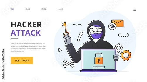 Phishing scam, hacker attack and web security