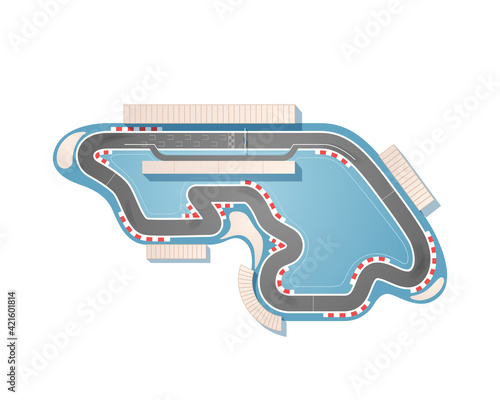 The race track from a top view is isolated on a white background. Vector illustration.