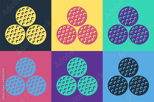 Pop art Golf ball icon isolated on color background. Vector