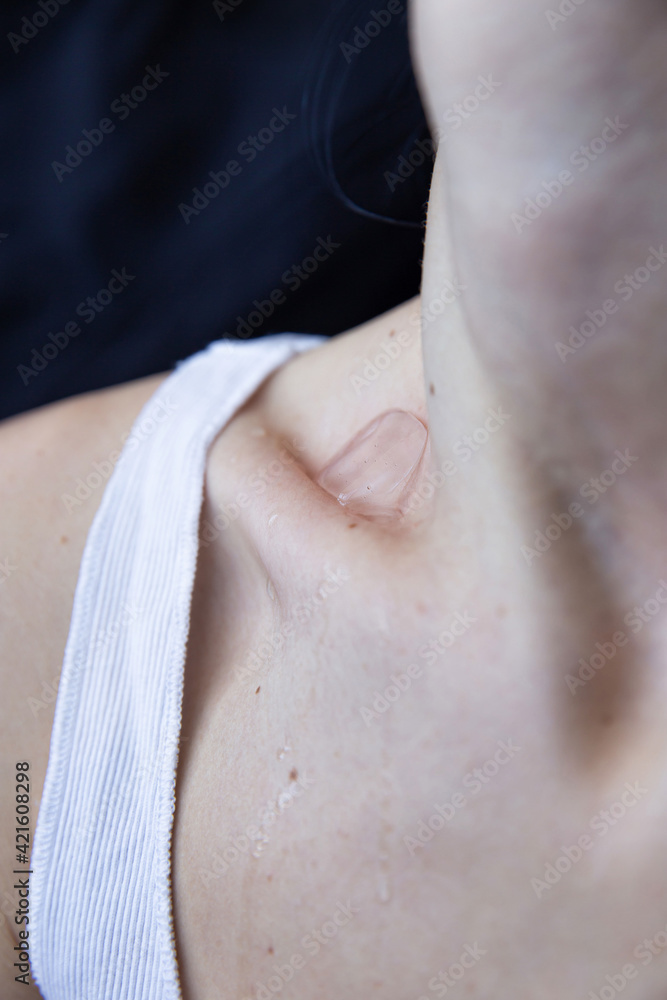 Fototapeta premium White girl body part isolated on black
