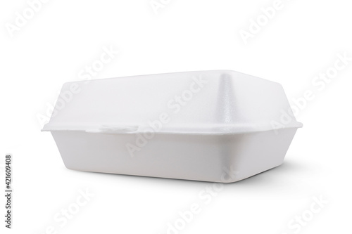 Large Styrofoam meal box isolated on white background