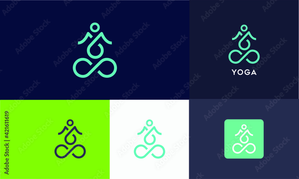 Flat Minimalist Yoga Fitness Logo Design template Flat Minimalist Yoga Fitness Logo Design template