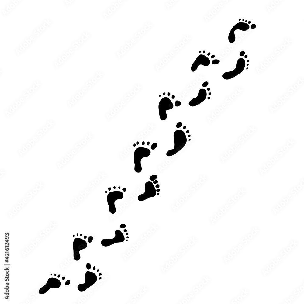 The footprints. Traces of a man. Vector illustration