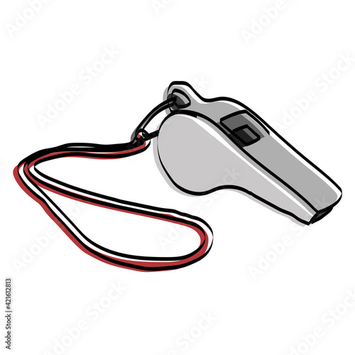 Football referee whistle silhouette. Attributes for football. Vector illustration.
