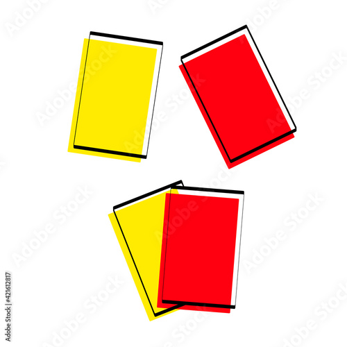 Silhouette of sports cards. Red and yellow card. Attributes for football. Vector illustration.