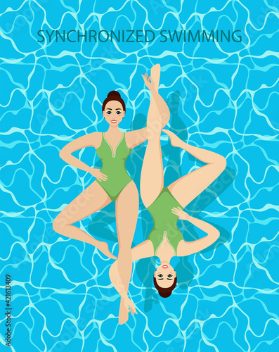 Synchronized Swimmers. Synchronized swimming banners water sport.