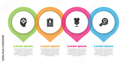Set Finding a problem, Medical clipboard, Armchair and Psychology, Psi. Business infographic template. Vector