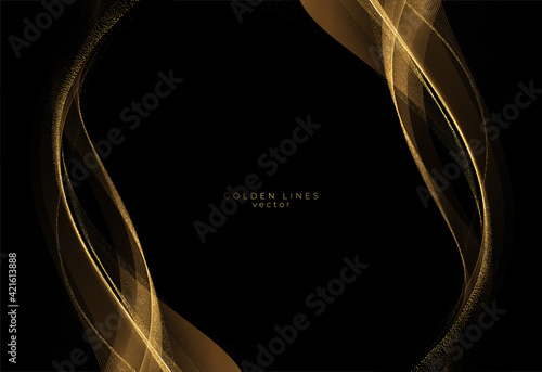 Fotografie, Obraz Abstract shiny color gold wave luxury background with golden glitter sparkles