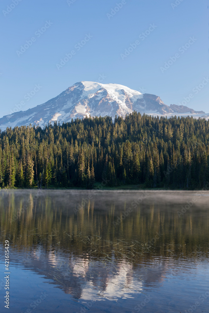 USA, Washington State. Mount Rainier National Park, Mount Rainier from Reflections Lake