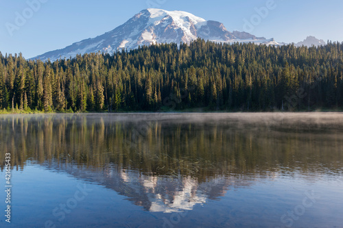 USA  Washington State. Mount Rainier National Park  Mount Rainier from Reflections Lake