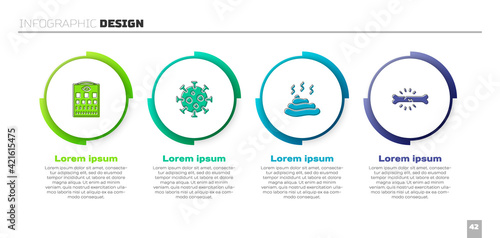 Set Eye test chart, Virus, Shit and Bone pain. Business infographic template. Vector