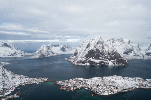 Lofoten Norway Aerial Photography of Mountains and the Beach 