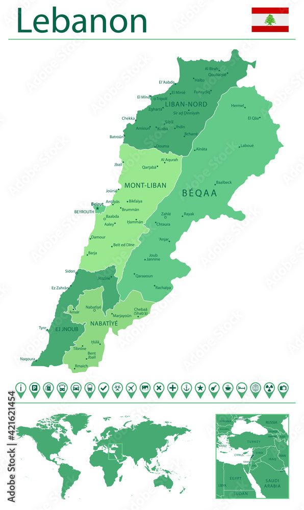 Lebanon Detailed Map And Flag Lebanon On World Map Stock Vector 1000 F 421621454 KPHu1Kjkt9D1A0Ip7SnEofbjsxDCktku 