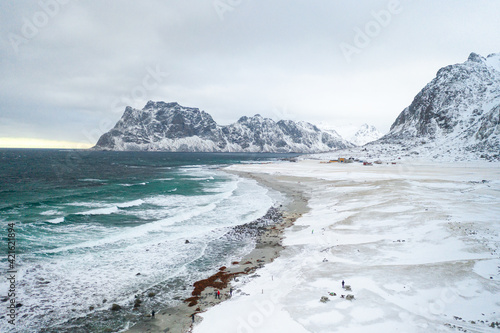 Lofoten Norway Aerial Photography of Mountains and the Beach 