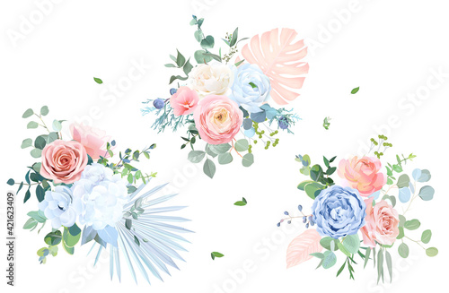 Trendy pastel color collection. Isolated and editable