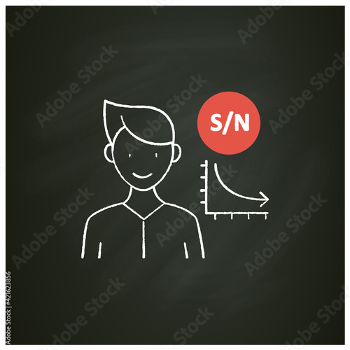 Low signal chalk icon. Low signal to noise ratio. Minimum level to establish connections.Information overload concept. Isolated vector illustration on challboard