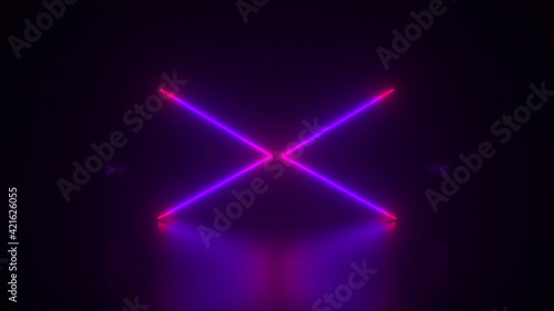 Computer generated abstract background. Neon arrows, 3D rendering direction concept © turbomotion046