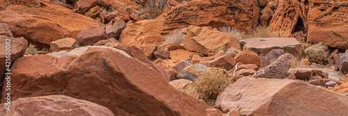 Stone background landscape at Twyfelfontein, Namibia, panorama photo