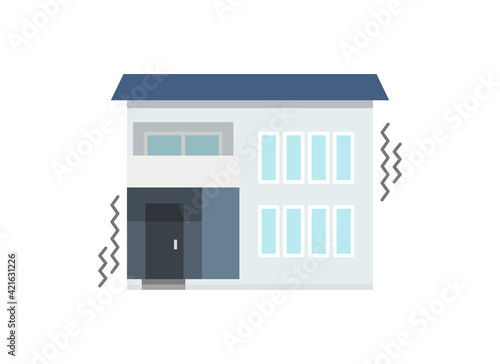 地震 余震 災害 家が揺れる
Illustration of an earthquake. The house shakes. Earthquake countermeasures. 