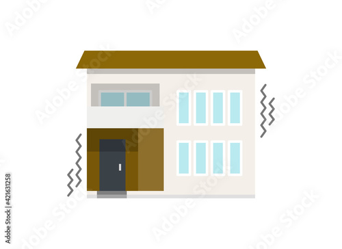 地震 余震 災害 家が揺れる
Illustration of an earthquake. The house shakes. Earthquake countermeasures. 