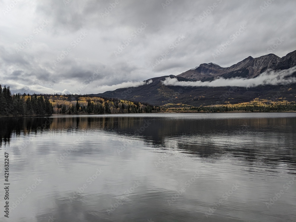 cloudy day on lake