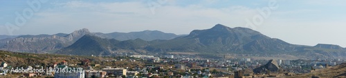 Panorama of Sudak valley environ from Palvani-Oba Mountain, Crimea. © vaz1