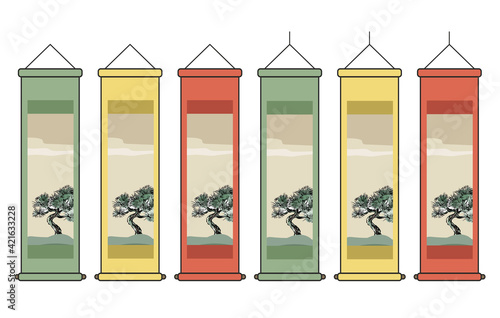 掛け軸　松の木