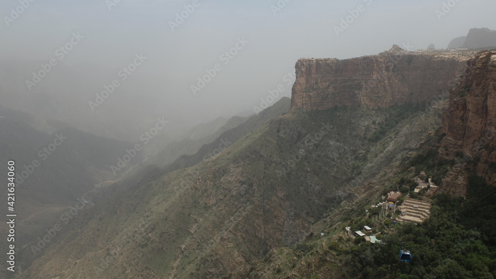 Cable car to Al Habala heritage village in Southern Saudi Arabia