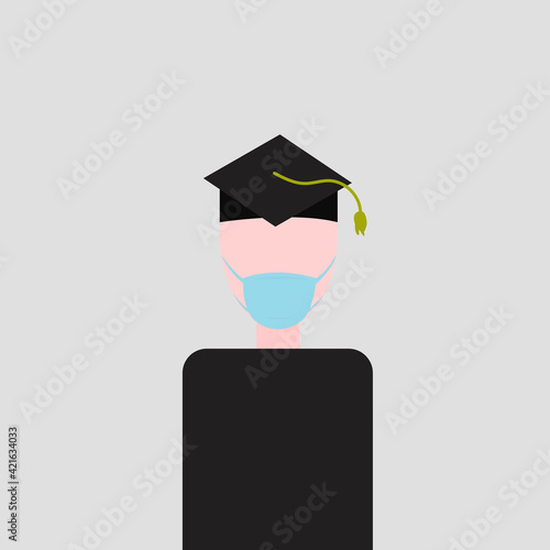 newly graduated man with mask