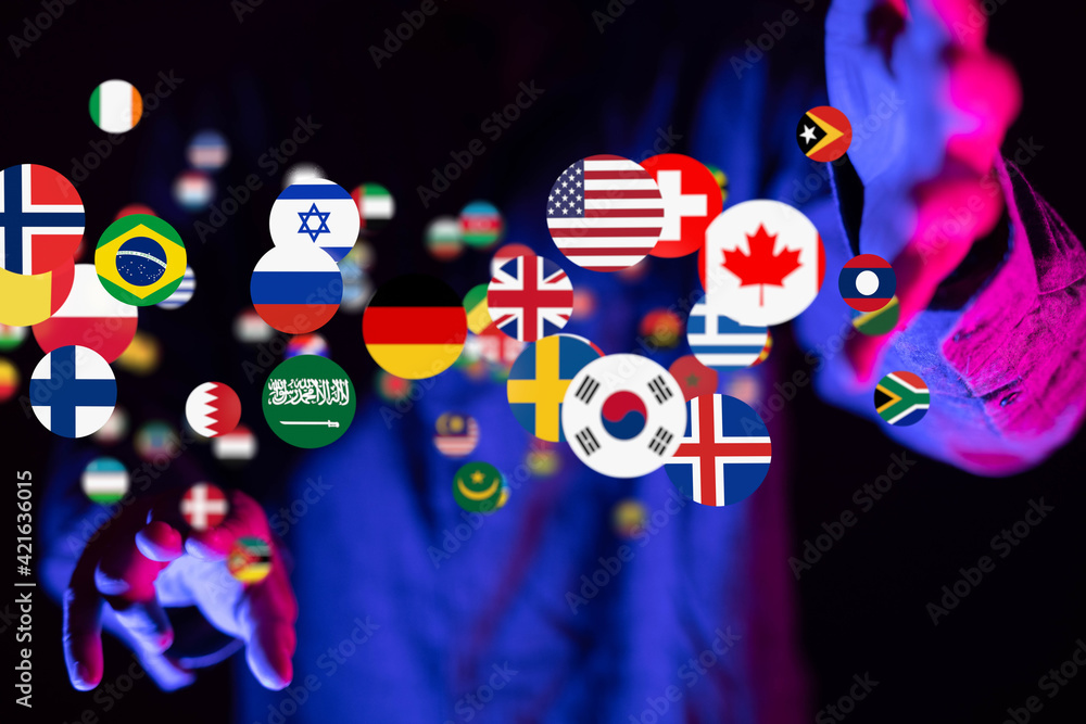 Obraz premium Globe International World Flags.