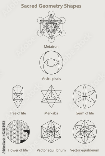 Sacred geometry shapes, set eight examples