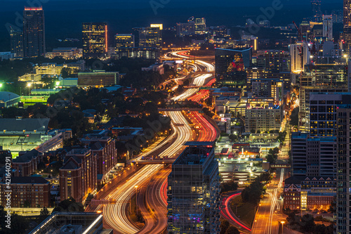 Wallpaper Mural USA, Georgia, Atlanta, Downtown traffic at dusk Torontodigital.ca