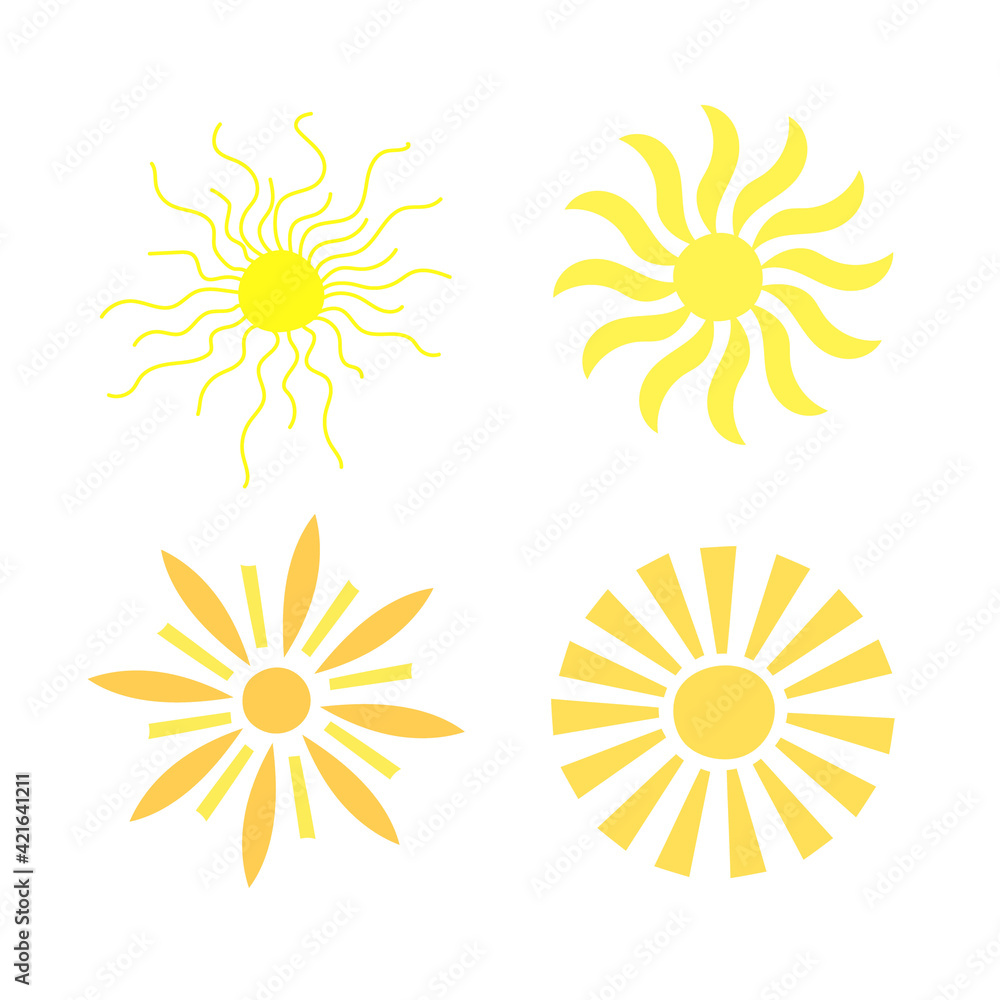 Simple yellow sun set vector illustration, cute summer image for making cards, decor, summer and holiday design for children Simple yellow sun set vector illustration, cute summer image for making cards, decor, summer and holiday design for children