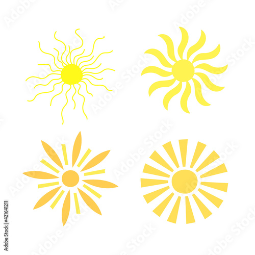 Simple yellow sun set vector illustration, cute summer image for making cards, decor, summer and holiday design for children