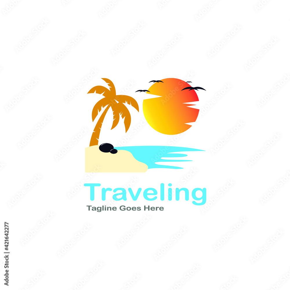 Travel Logo Icon Design Vector, summer travel logo icon vector template, Beach Logo Island Logo Template Travel Logo Icon Design Vector, summer travel logo icon vector template, Beach Logo Island Logo Template
