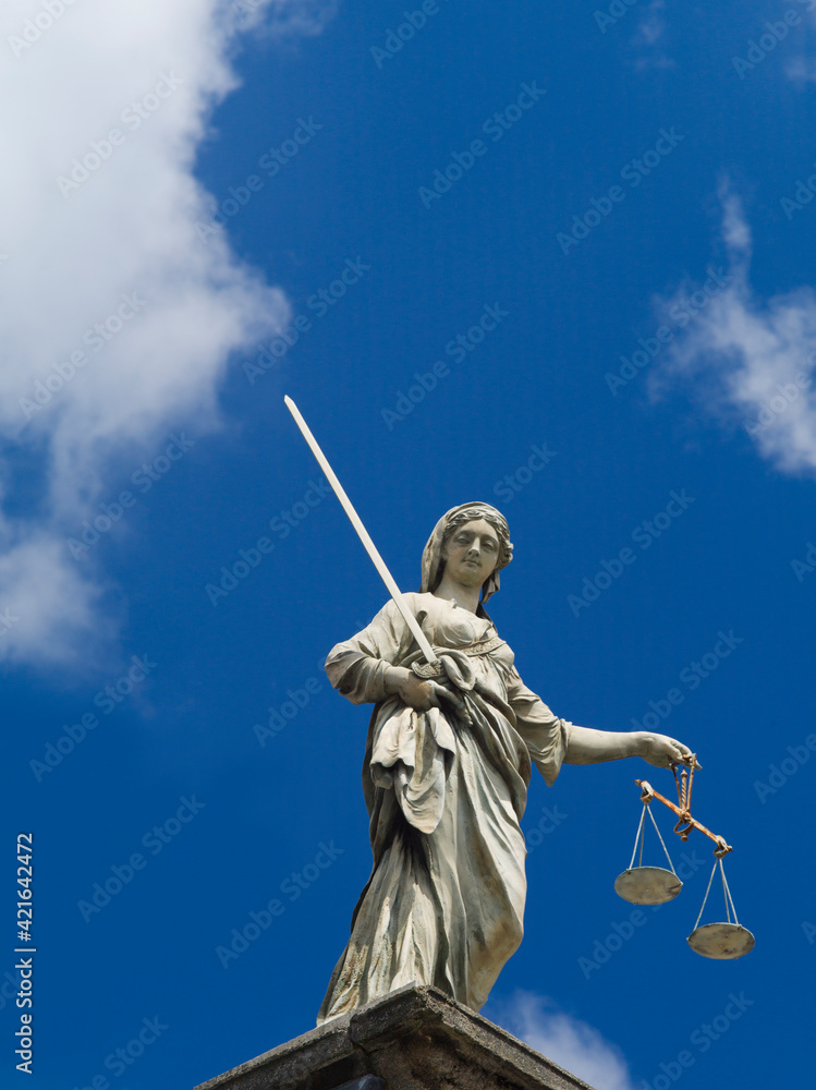 Scales of justice statue on the Dublin castle Scales of justice statue on the Dublin castle
