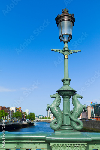 Seahorse statues on Grattan bridge over the river liffey photo