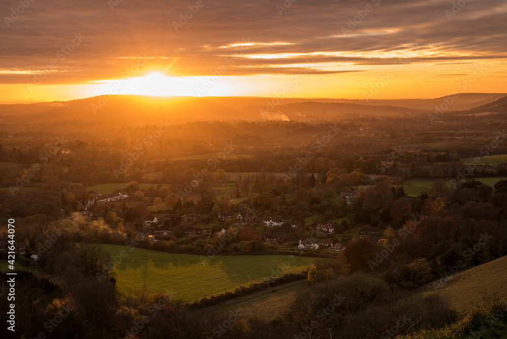 Aerial view of Reigate, Surrey, UK
