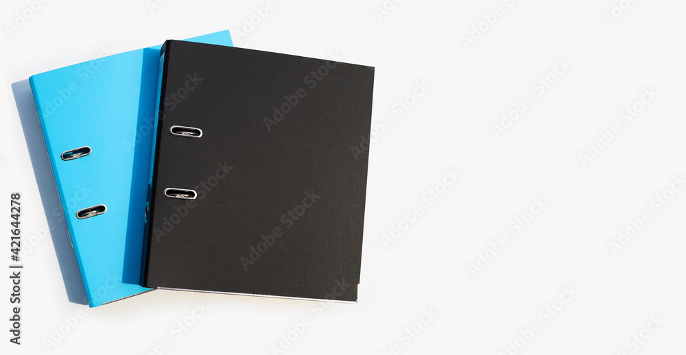 Office folders on white background. Top view Office folders on white background. Top view